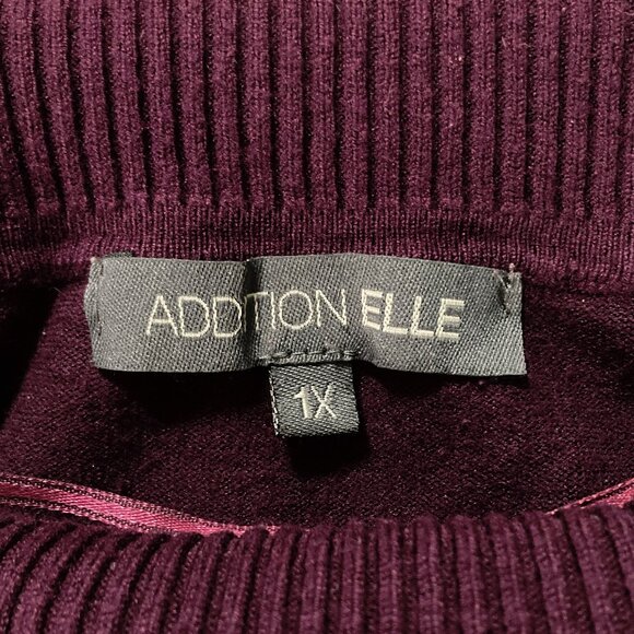 ADDITION ELLE Vintage dark plum purple turtleneck sweater MEDIUM LARGE XL 1X top - Picture 2 of 15